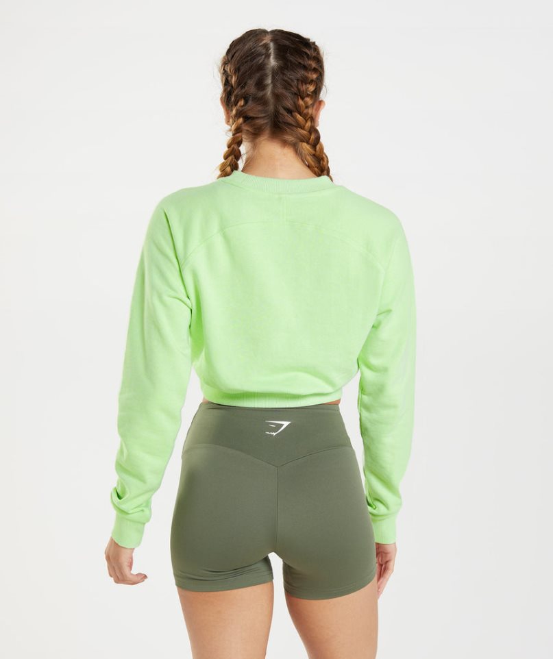 Women's Gymshark Training Cropped Sweatshirts Green | CA A15760